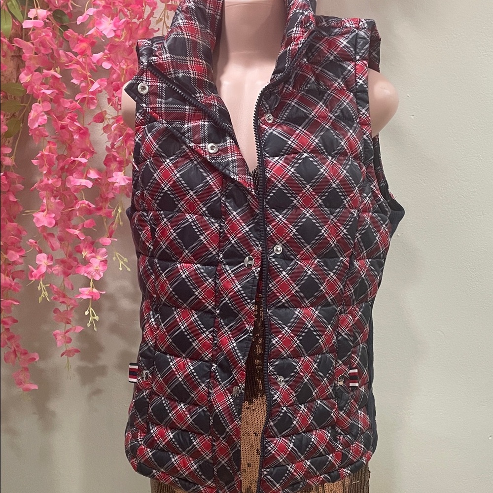 Tommy Hilfiger Red and Black Plaid Women's Vest